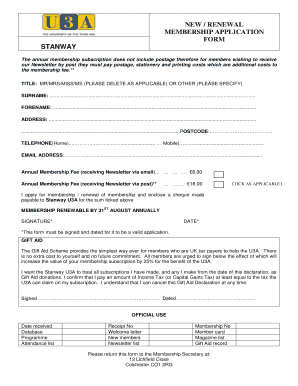 Stanway U3a Groups  Form