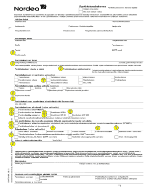 Nordea Pankkitakaushakemus  Form