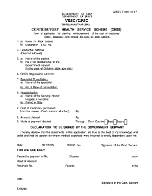 Vssc Chss Portal  Form