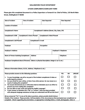 Wallingford Police Department  Form
