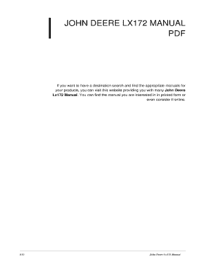 John Deere Lx172 Manual PDF  Form