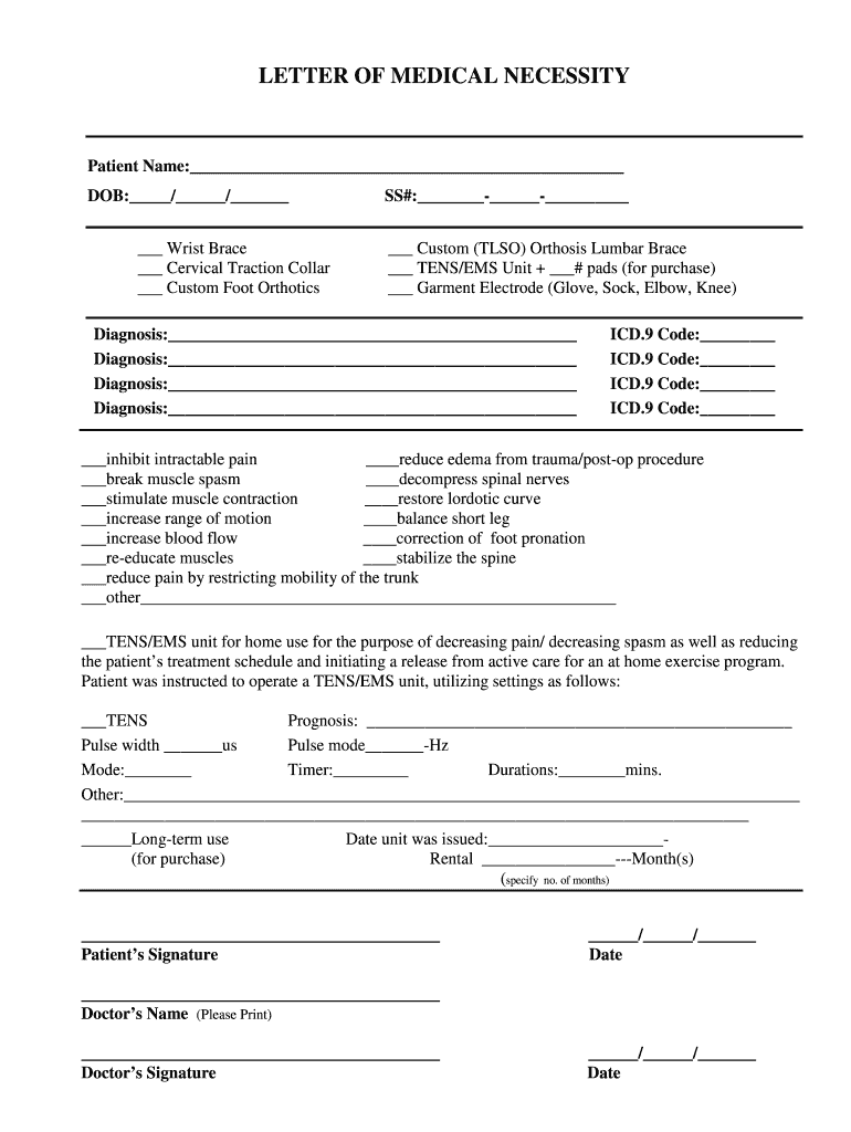 LETTER of MEDICAL NECESSITY  Form