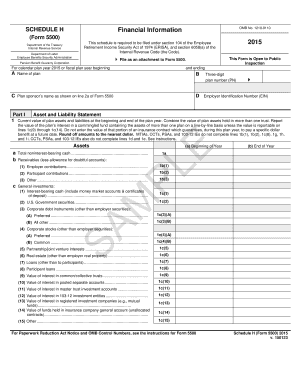 Schedule H United States Department of Labor Dol  Form