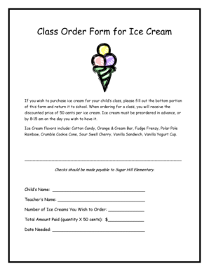 Class Order Form for Ice Cream Bsugarhillesorgb