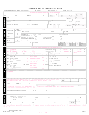 Multiple Offense Citation  Form