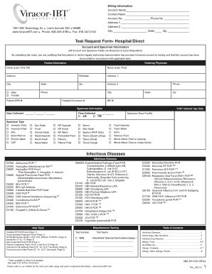 Test Request Form HospitalDirect Viracor IBT Laboratories