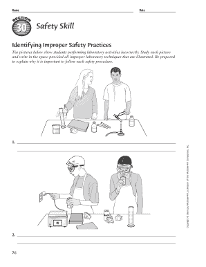 Identifying Improper Safety Practices Answers  Form