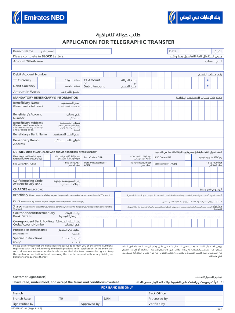 Get and Sign APPLICATION for TELEGRAPHIC TRANSFER  Form