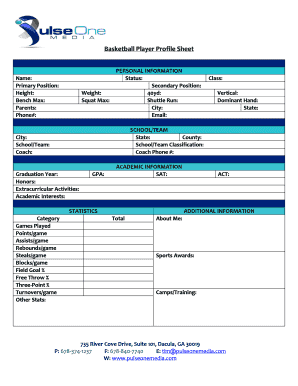 Basketball Player Profile Template  Form