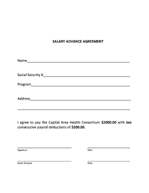 Salary Advance Agreement  Form