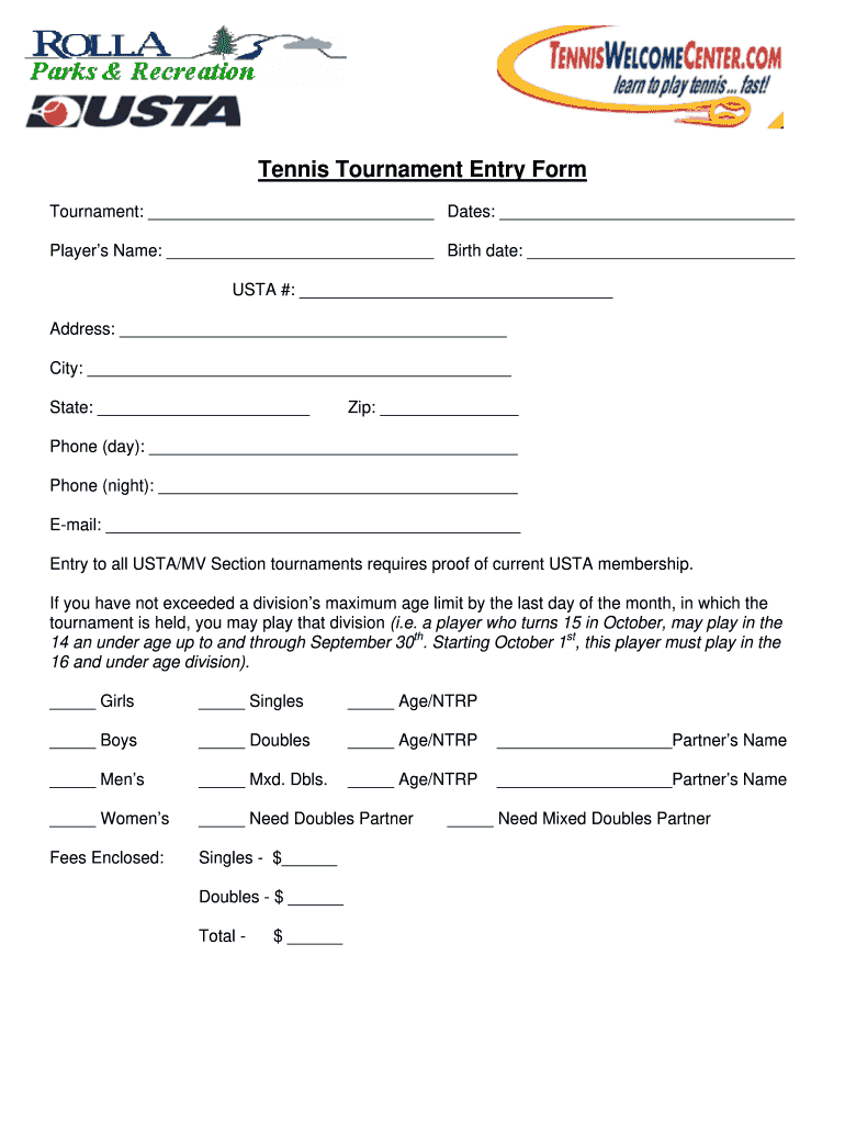 Get and Sign Tournament Form