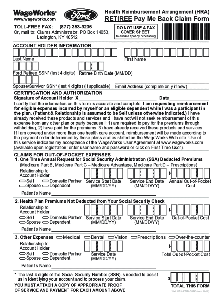 Get and Sign Hra Ford 2009-2022 Form