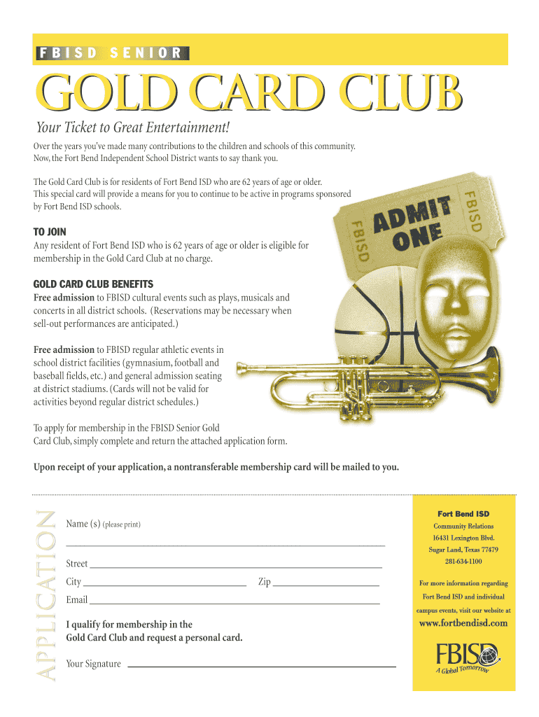 Get and Sign Fort Bend Gold Card  Form