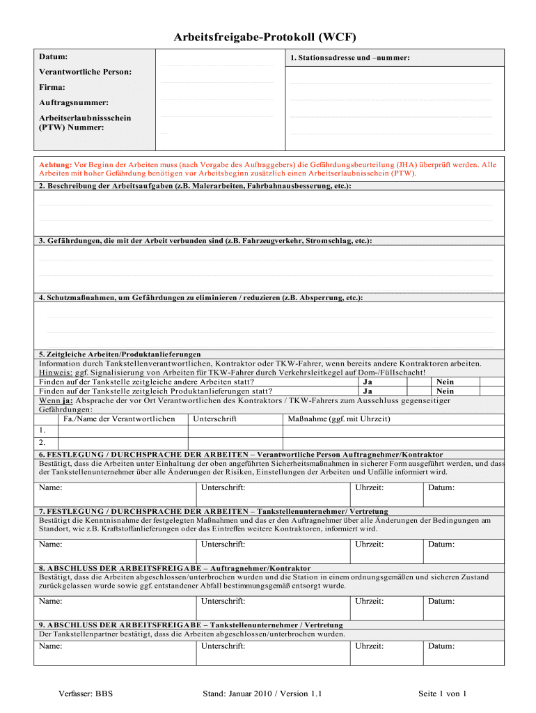 Get and Sign BbsArbeitsfreigabe ProtokollV1 1 DOC 2010 Form