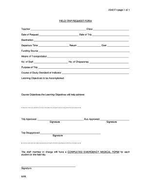 Field Trip Request Form