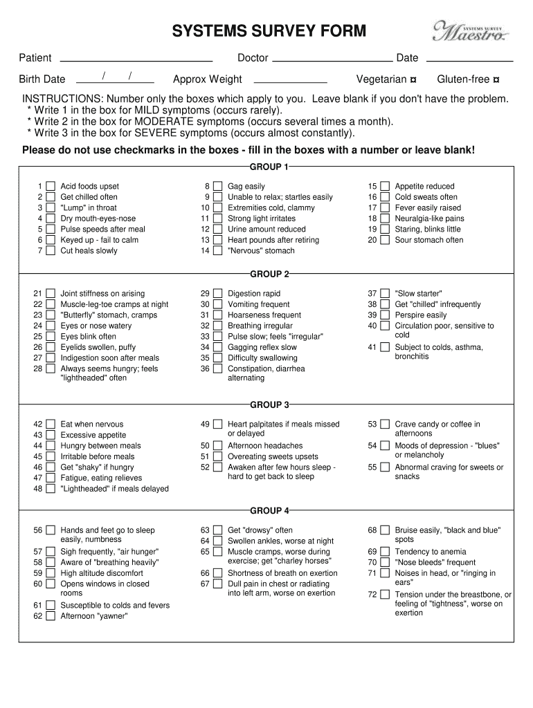 Trial Systems Survey Maestro  Form