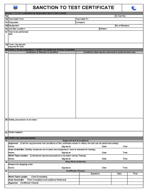 Sanction to Test Form