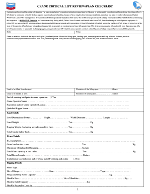 Osha Critical Lift Plan Form