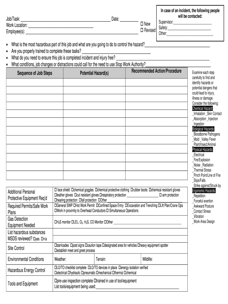 Job Safety Analysis Form