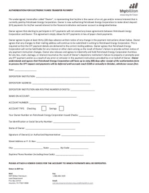 Request for Direct Deposit BHP Billiton  Form