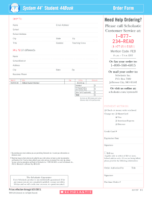 Order Form for System 44