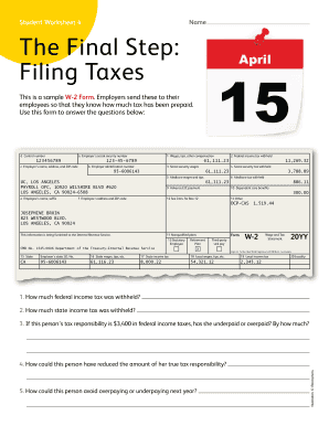Worksheet #4 the Final Step Filing Taxes Form