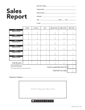 Sales Report Scholastic Book Fairs  Form