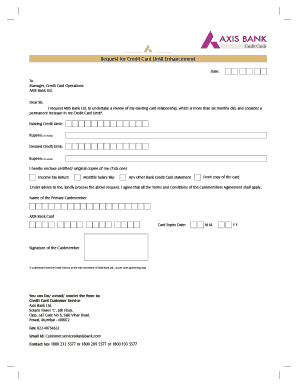 Axis Credit Card Limit Enhancement Form