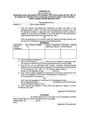 Form No 15h See Rule 29c 1a