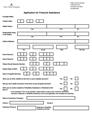 The Christ Hospital Financial Assistancce Application  Form