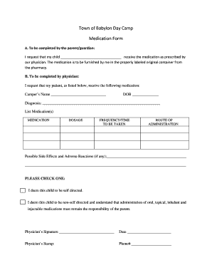 Camp Medication Form