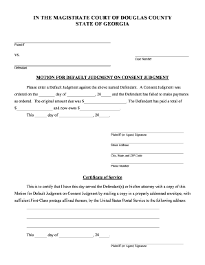 Motion for Default Judgment Georgia  Form