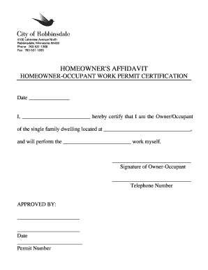 Homeowners Affidavit Form