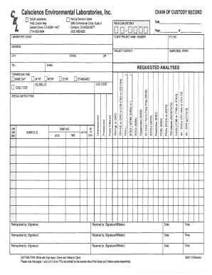 Chain of Custody Calscience  Form