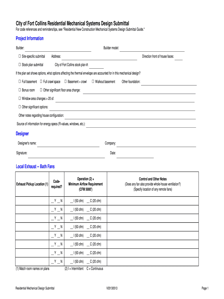  CFC Mech Sys Design Submittal Form V20130513  City of Fort 2013