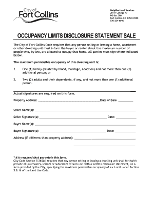 Occupancy Disclosure  Form