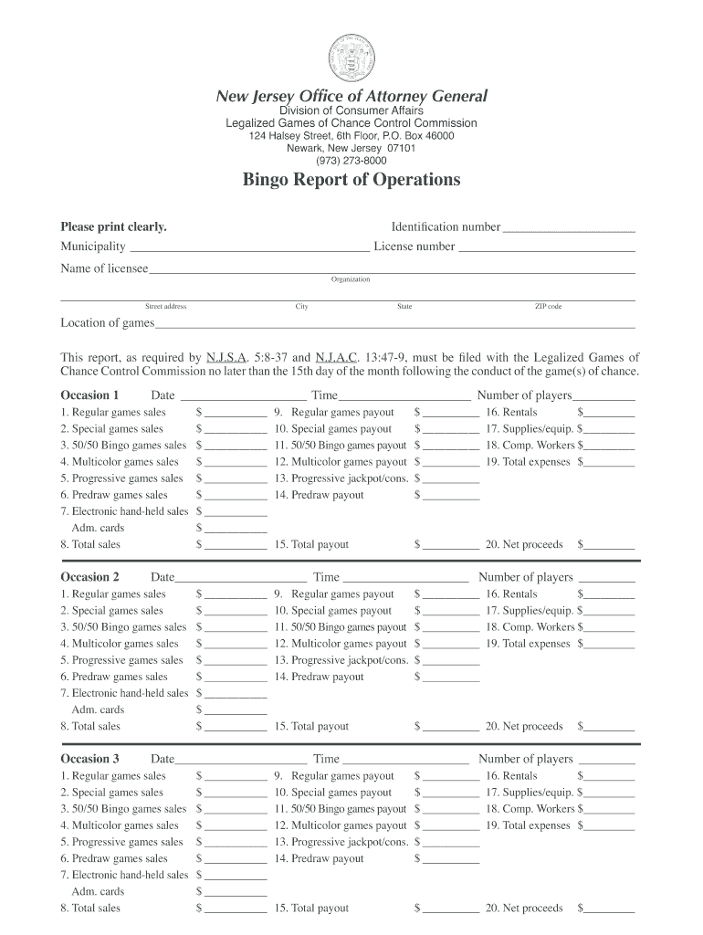  Bingo Report of Operations 2008