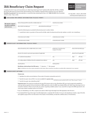 IRA Beneficiary Claim Request Wells Fargo Advantage Funds  Form