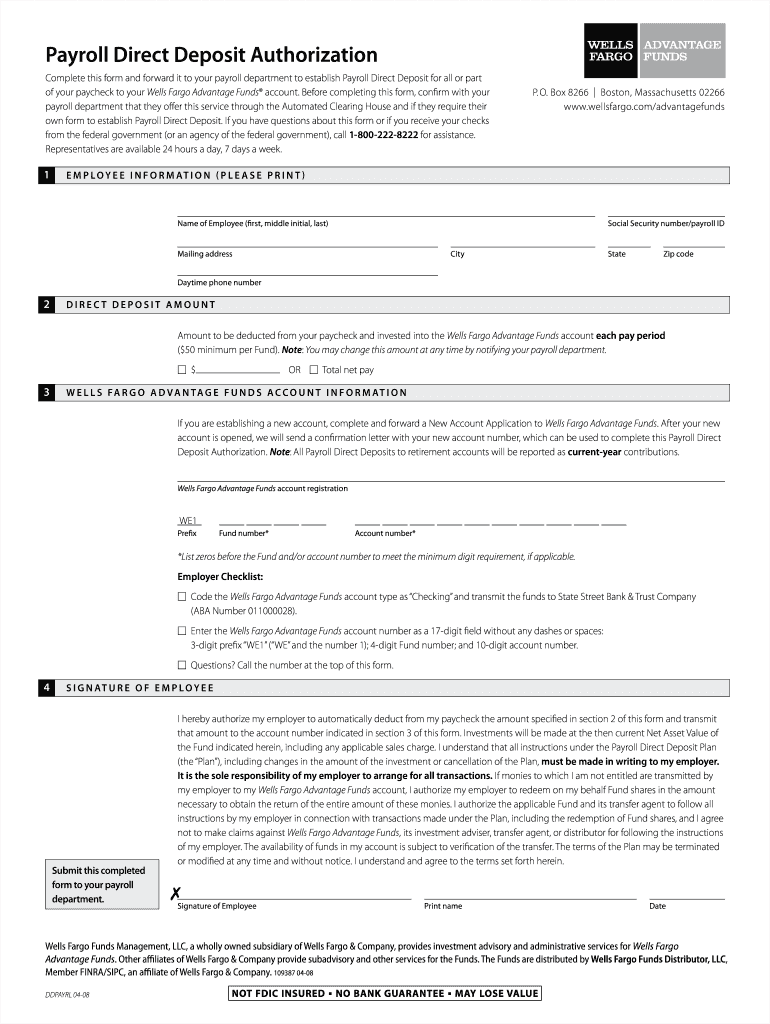  Wells Fargo Direct Pay Login Form 2008