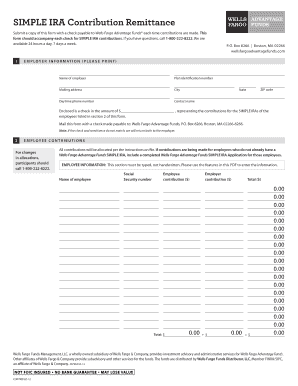 SIMPLE IRA Contribution Remittance Wells Fargo Advantage Funds  Form