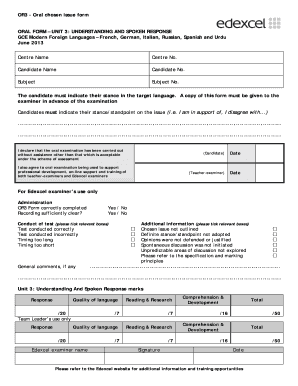 Edexcel Or3 Form