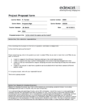 Edexcel Epq Project Proposal Form Example