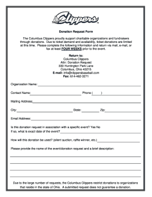 Columbus Clippers Donation Request  Form