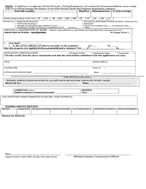 Zoning Application Borough of Point Pleasant Beach Pointpleasantbeach  Form