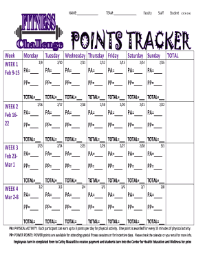 Fitness Challenge Points Tracker Wellness Proposals  Form