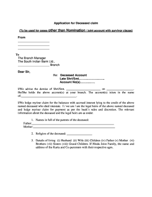 How to Fill Application Form for Settlement of Claim of Deceased Constituents Indian Bank