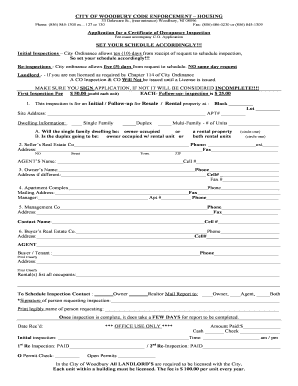 Woodbury Nj Certificate of Occupancy  Form