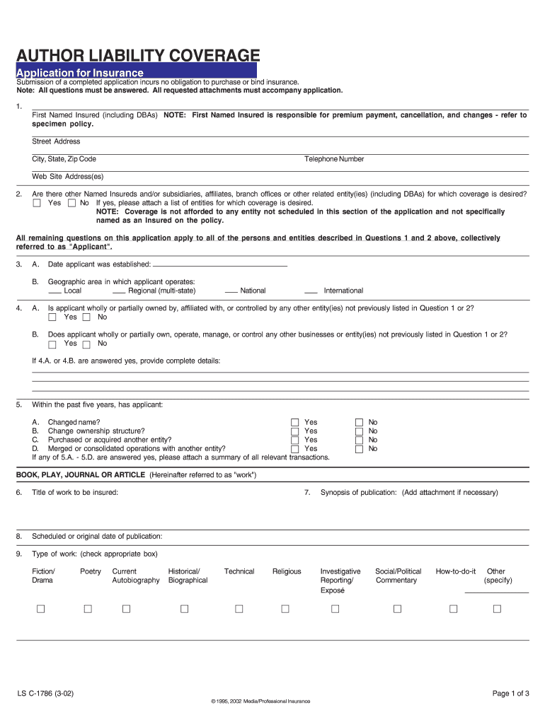  Author Liability  C&S International Insurance Brokers 2002-2024