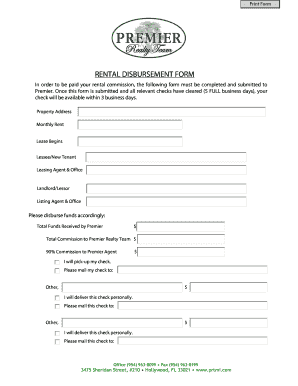 RENTAL DISBURSEMENT FORM