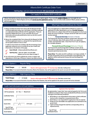 Alberta Birth Certificate Application Form